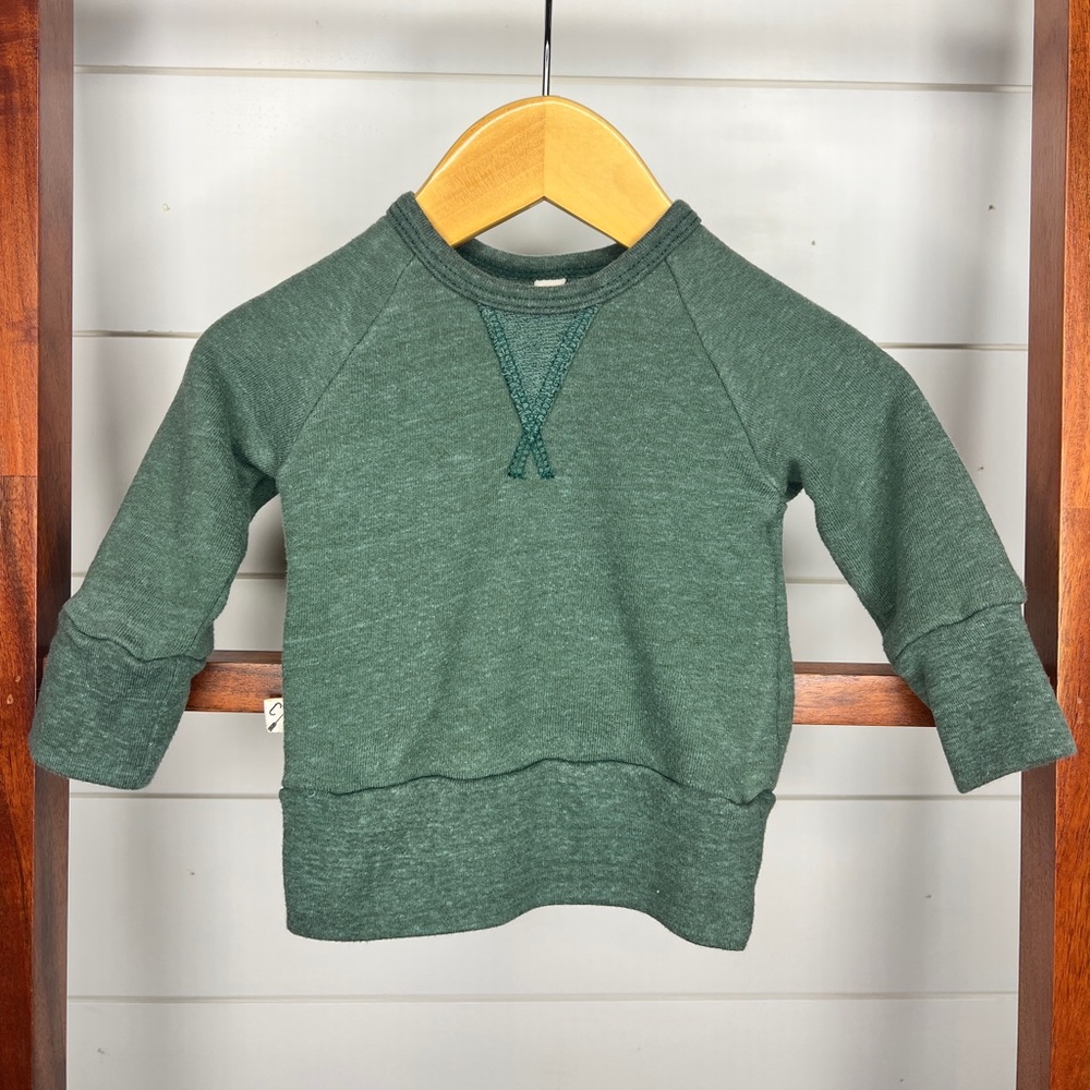 childhoods clothing, baby crew sweatshirt, forest green, size 0-3mos